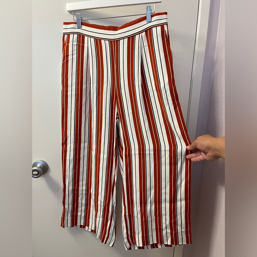The LOFT Pull On Wide Leg Crop Pant in Stripe NWOT R 15/L 23/Waist 16-19 (RSB #2 - Picture 3 of 8